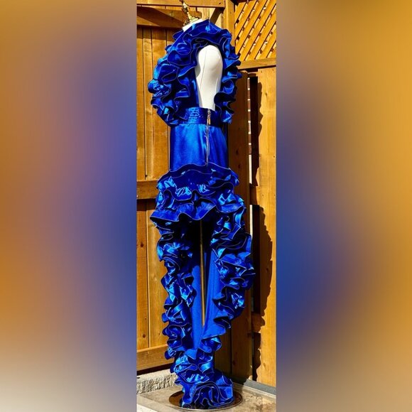 🆕 BRONX & BANCO 🧿 NWOT Aurora Cobalt Blue Gown, Sz L / US 8 - Picture 7 of 15